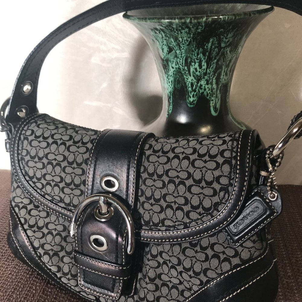 Like New - small Coach black/gray canvas